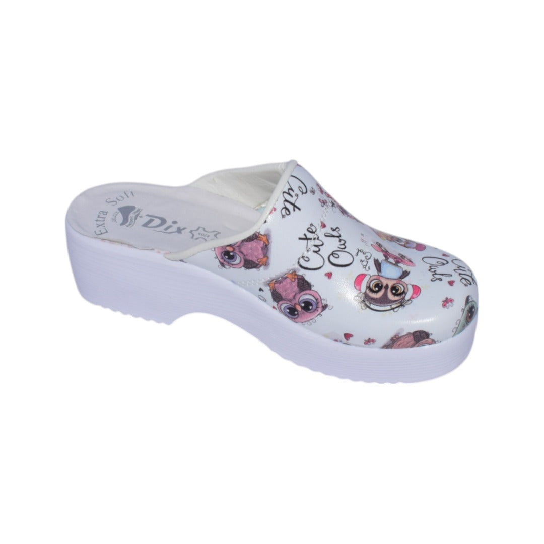 Saboti medicali anatomici cu platforma ,design figurine,piele ecologice,culoare alba-04