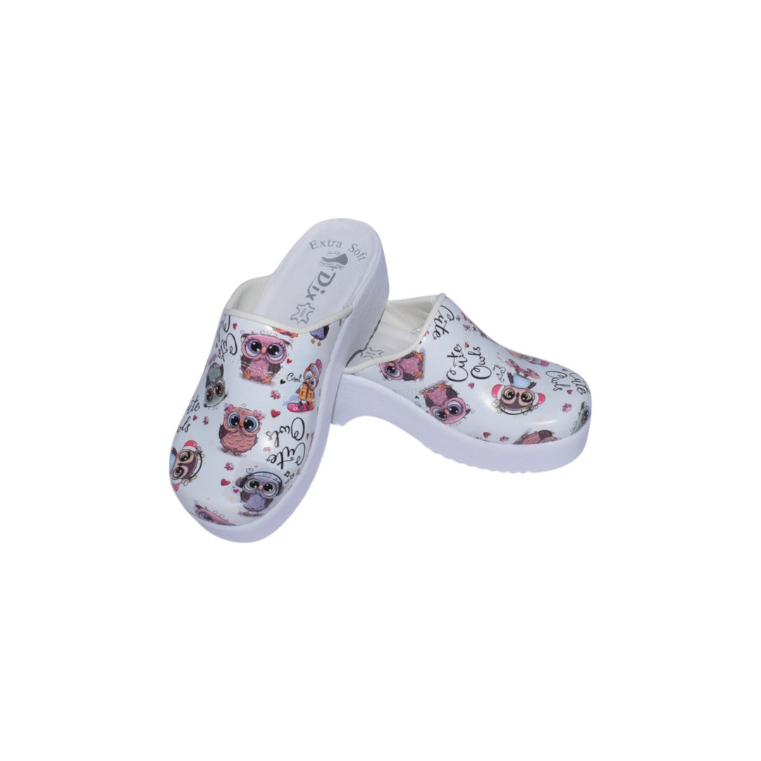 Saboti medicali anatomici cu platforma ,design figurine,piele ecologice,culoare alba-04