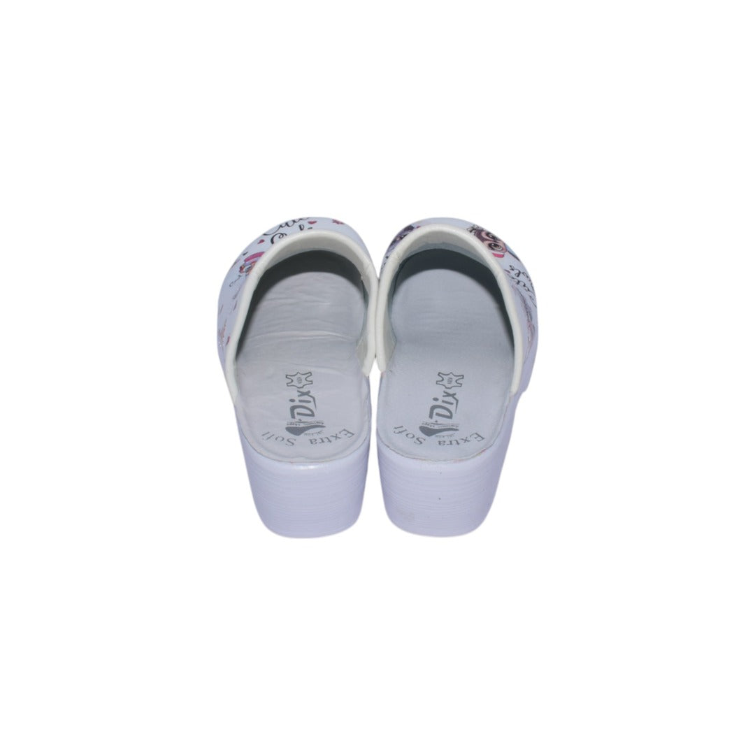 Saboti medicali anatomici cu platforma ,design figurine,piele ecologice,culoare alba-04