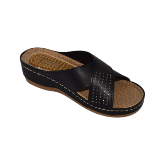 Papuci anatomici ultra lejeri,piele ecologica,taloneta masaj  ,culoare NEAGRA-11259