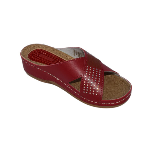 Papuci anatomici ultra lejeri,piele ecologica,taloneta masaj  ,culoare BORDO-11259