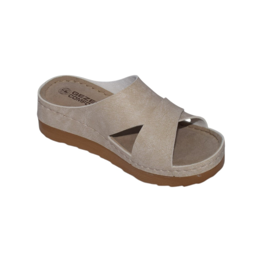 Papuci ultra lejeri ,piele ecologica,culoare BEJ -14996
