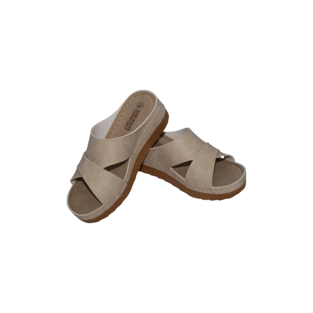 Papuci ultra lejeri ,piele ecologica,culoare BEJ -14996