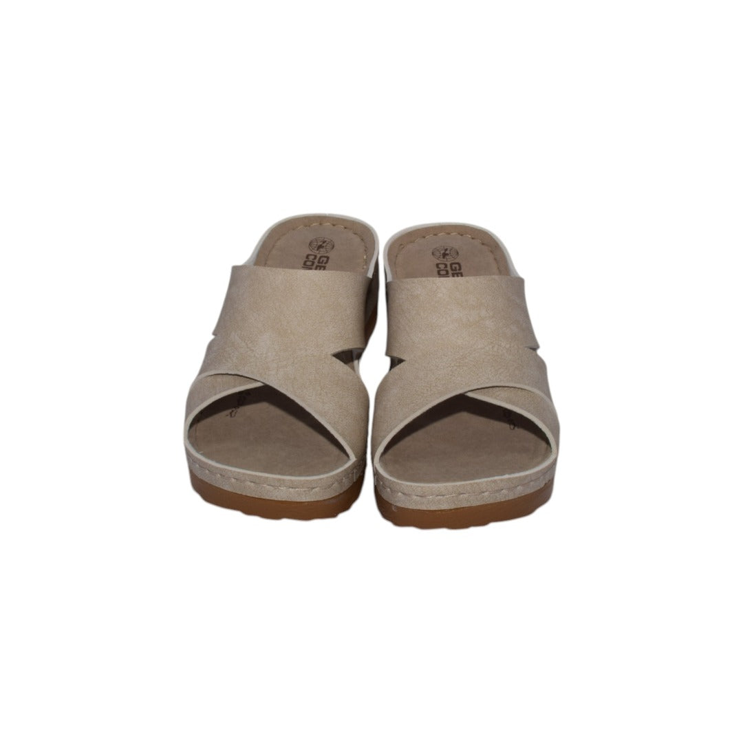 Papuci ultra lejeri ,piele ecologica,culoare BEJ -14996