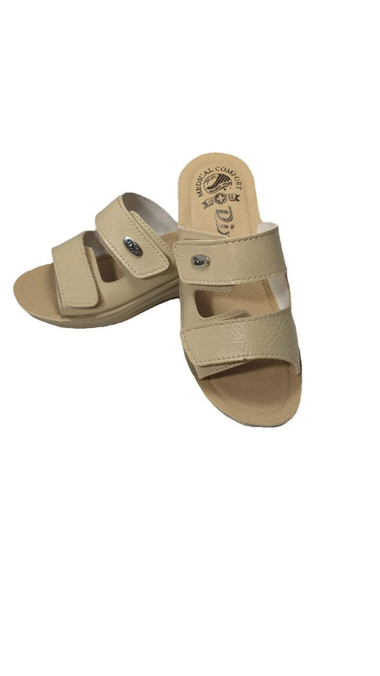 Papuci medicali confort ,reglare cu scai ,piele eologica,dama BEJ -607