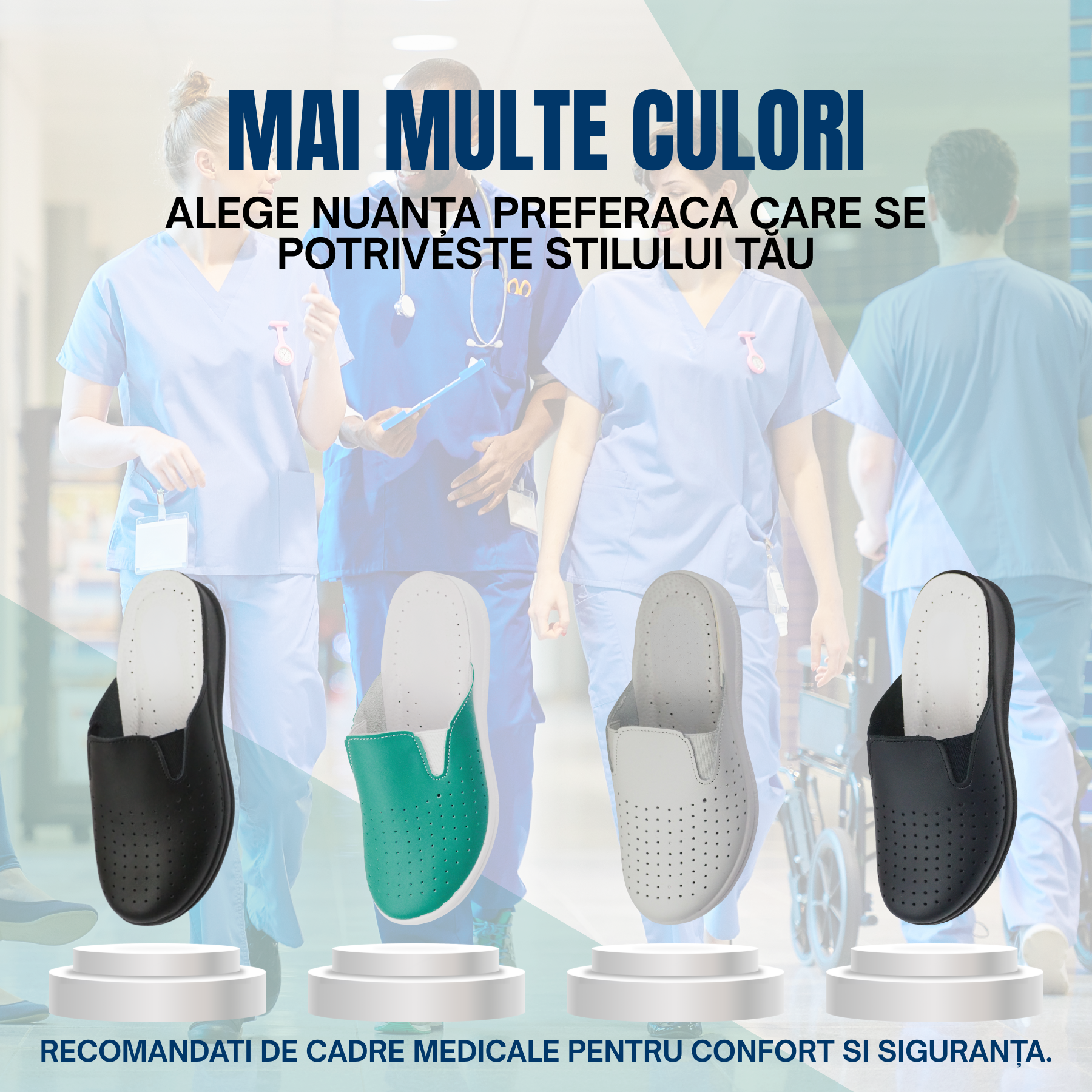 Saboti medicali anatomici ultra lejeri,piele naturala, culoare verde cu elastic - imagine 3