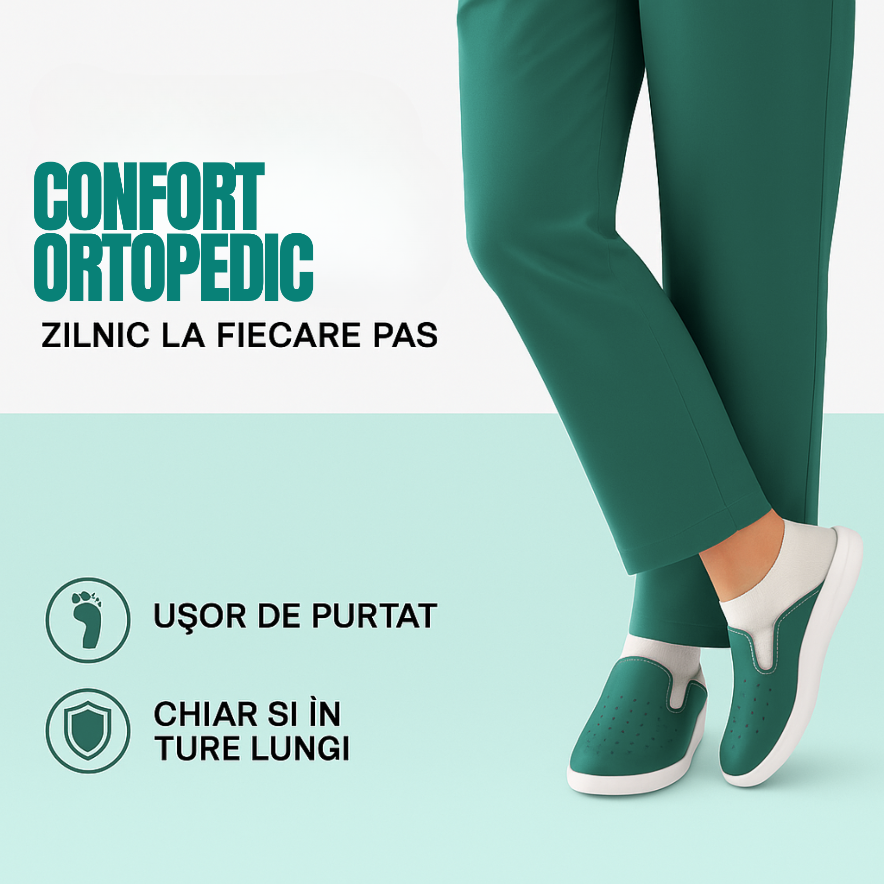 Saboti medicali anatomici ultra lejeri,piele naturala, culoare verde cu elastic - imagine 4