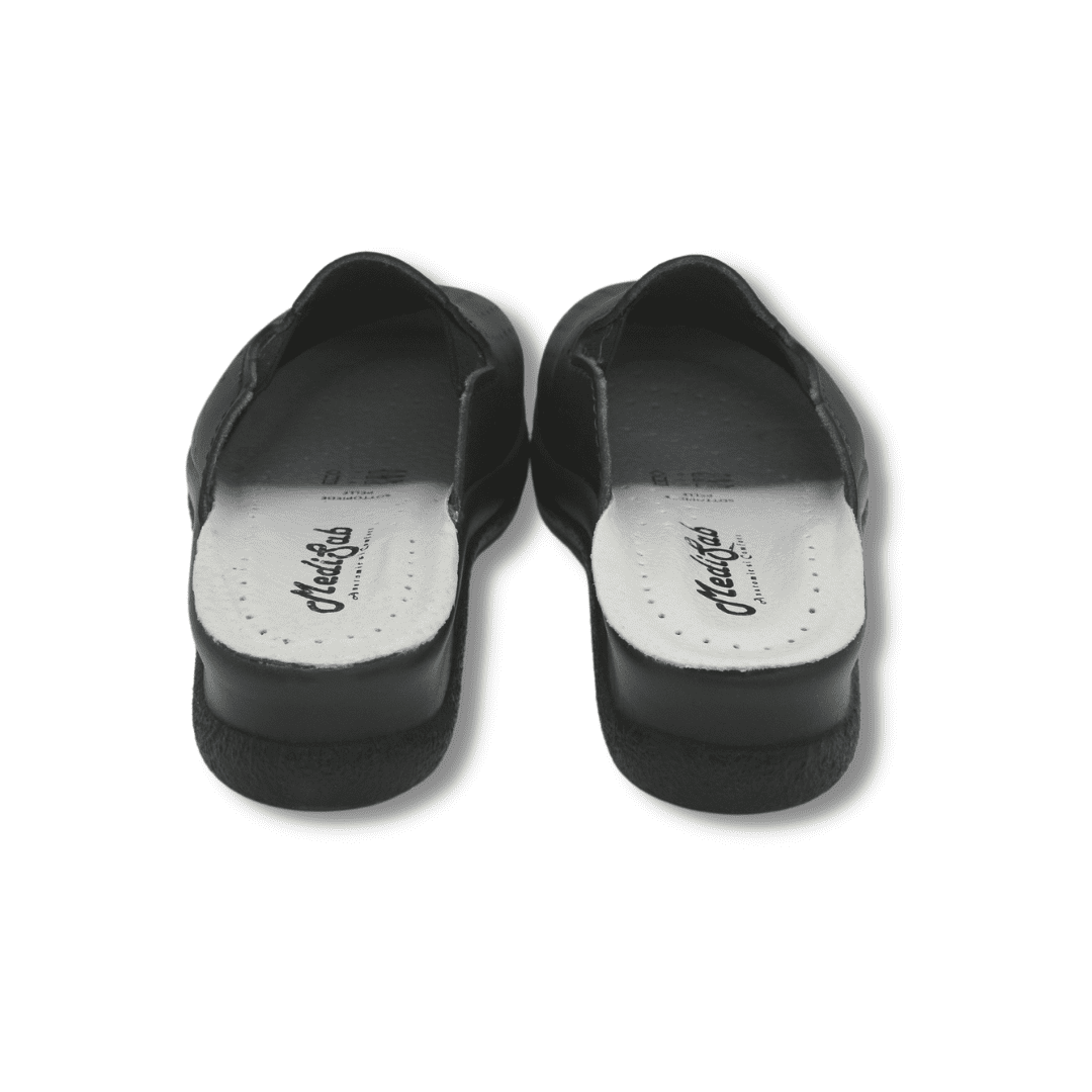 Saboti medicali anatomici ultra lejeri, piele naturala, culoare negru cu elastic, unisex - imagine 6