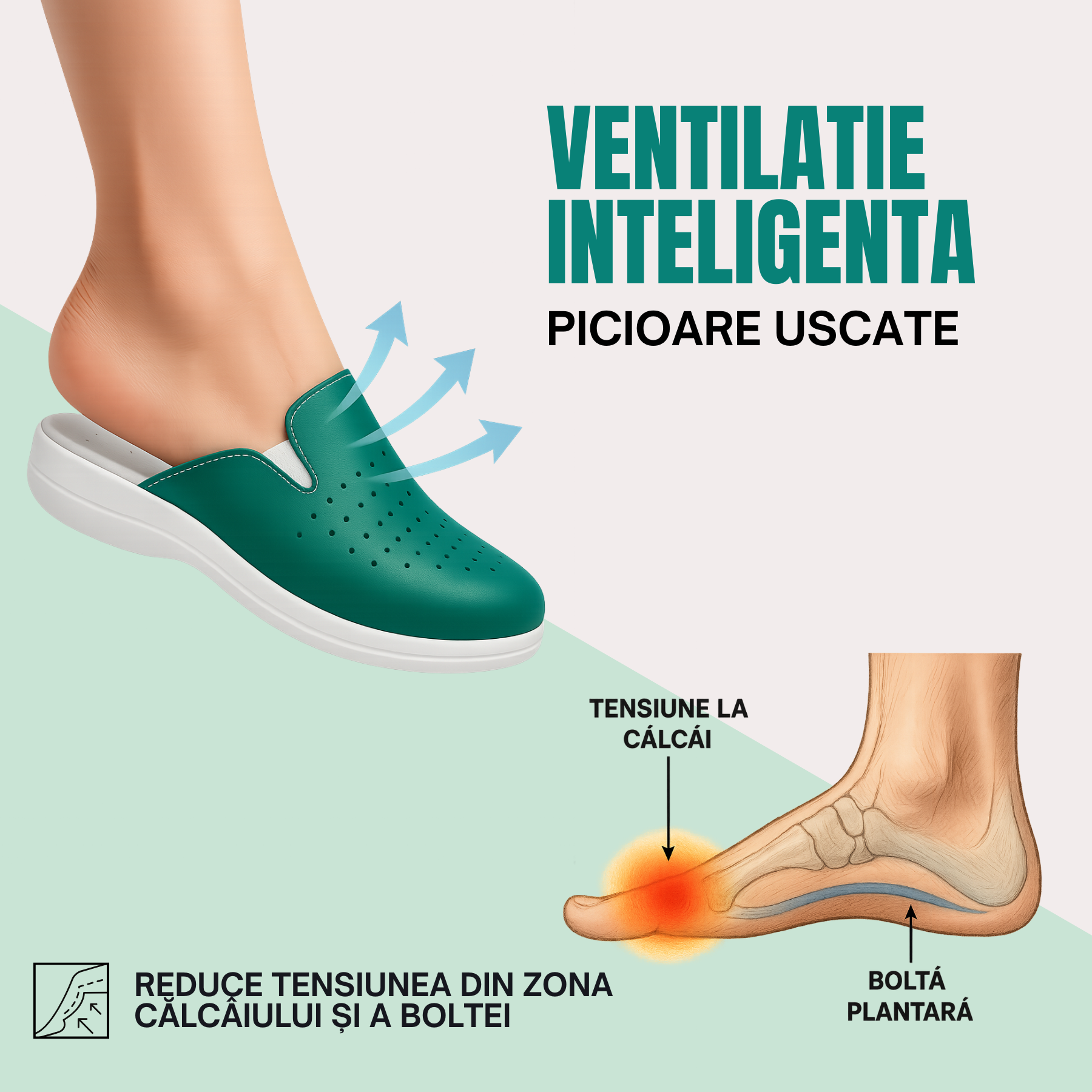 Saboti medicali anatomici ultra lejeri,piele naturala, culoare verde cu elastic - imagine 6