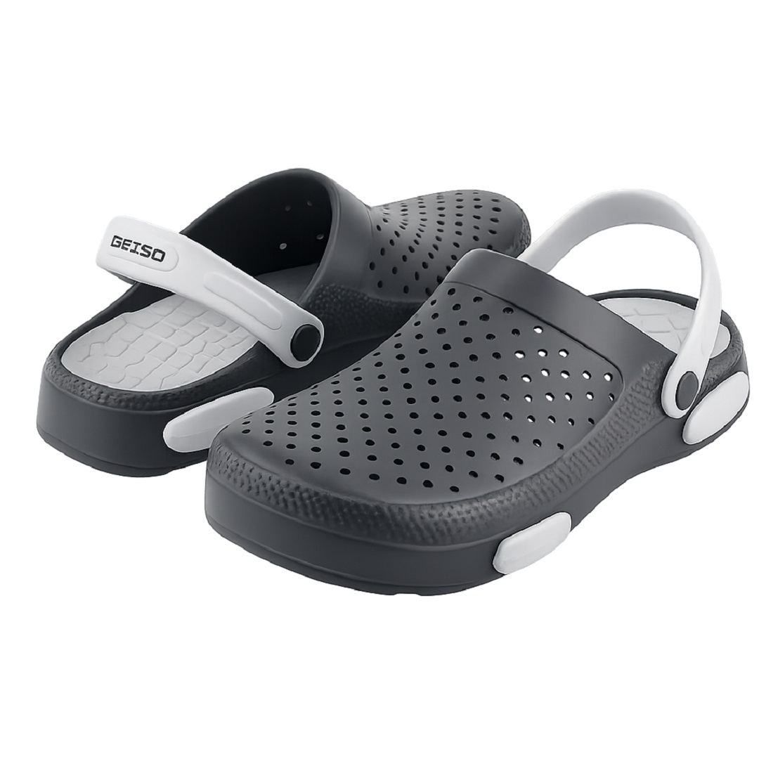 Saboti anatomici ultra lejeri,talpa antiderapanta, culoare negru/gri pentru barbati - EVA