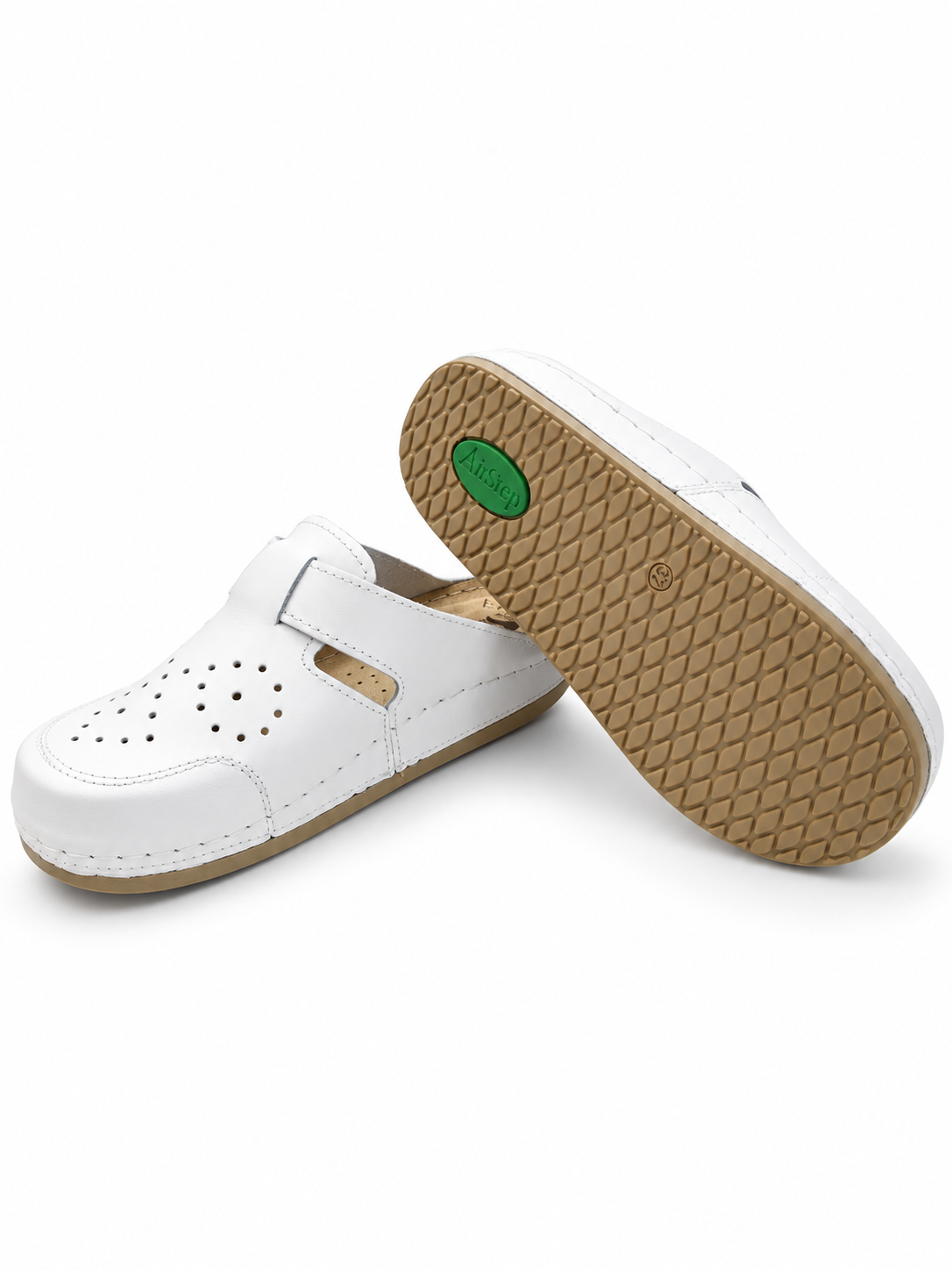 Saboți medicali damă MediSab BKL-402 din piele naturală, branț anatomic, talpă PU – ALB - imagine 4